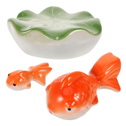 GRIRIW 3 Stück Teiliges Schwimmendes Fischtank Dekorationsset Keramische Tierornamente für Aquarien Farbenfrohe Landschaftsdekoration Hellgelb und Zitronengelb für Fischbecken und von GRIRIW