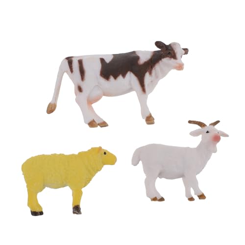 GRIRIW 3 Teiliges Miniatur Tiermodell Set Imitations Tierornamente Für Mikrolandschaften Schafe Kühe Und Hunde Dekorative Tischfiguren Für Sammler Und Spielzeugliebhaber von GRIRIW