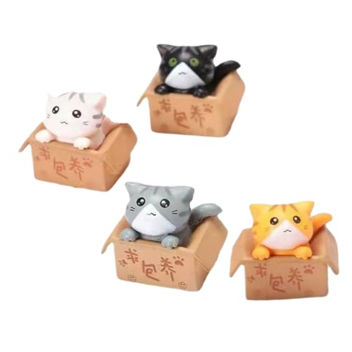 GRIRIW 4 Stück Kätzchen Tierfiguren Mini-katzenstatue Mini-kätzchen-Figur Für Katzen Realistische Katze Miniatur-Tier-Ornament Kleine Kätzchenfiguren Autoschmuck PVC von GRIRIW