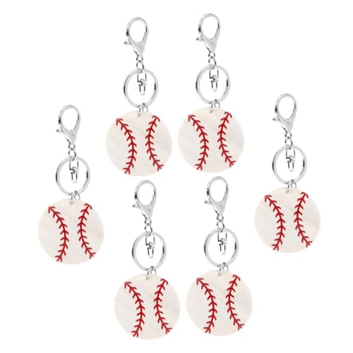 GRIRIW 6 Stück Teiliges Baseball Schlüsselanhänger Kreative Holz Schlüsselringe für Jungen Sport Themen für Partys und von GRIRIW