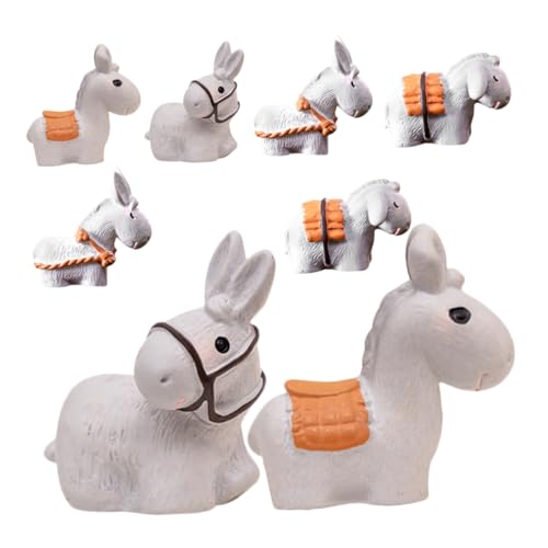 GRIRIW 8 Stück Esel-Ornamente Miniaturen Tierfiguren Tiere Miniaturtier im Garten Hund Haustier Kuh Eselendekor Kaninchen Niedliche Tierfigur Dekoration Miniatur-Esel Mini-Esel Harz von GRIRIW
