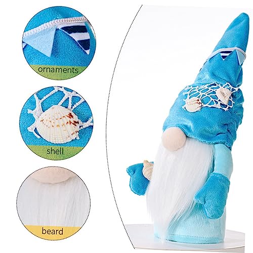 GRIRIW Hawaiian GNOME Puppe Dekoration mit Blauem Farbverlauf Langlebiges Desktop Ornament für Sommer Strandparty Freundlicher Langbart Vielseitig für Garten Wohnzimmer und Hochzeit von GRIRIW