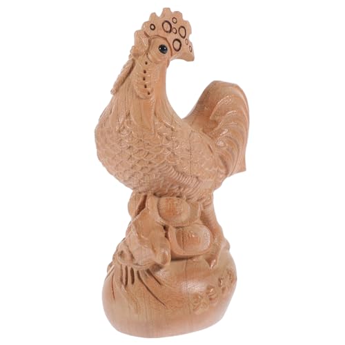 GRIRIW Hölzerne Hühnerornamente Spielzeughahn Dekoratives Huhn Holzhandwerk Dekoration Hühnerstatuen Hühnerfigur Hühnerdekoration Holzküken Hahn Holzhuhn Holztier von GRIRIW