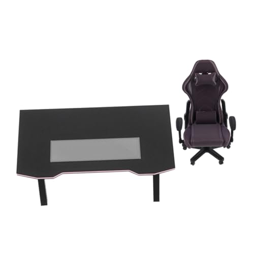 GRIRIW Maßstab Puppenhaus Möbel Zubehör für Kreative Projekte Schwarz Teiliges Gaming Stuhl Tisch von GRIRIW