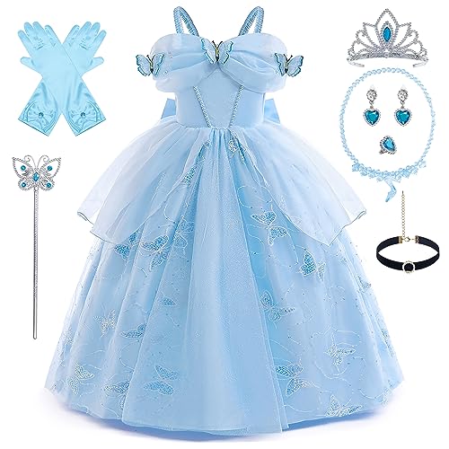 GRIVOS Prinzessinnenkleid für Mädchen, blaues Kostüm, Cosplay, Halloween, Weihnachtsfeier, 4-10 Jahre GRIVOS Prinzessinnenkleid für Mädchen, blaues Kostüm, Cosplay, Halloween, Weihnachtsfeier, 4-10 Jahre von GRIVOS