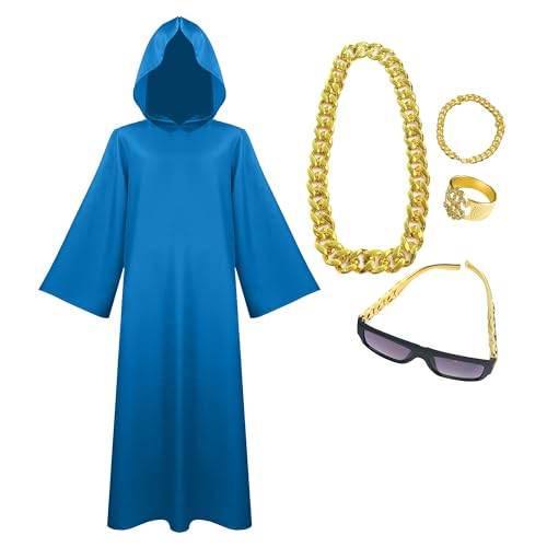 GROBTE Wizard Hooded Cloak Adult Cosplay Outfits Mit Zubehör Outfit Wizard Robes Halloween Kostüm Für Männer GROBTE Wizard Hooded Cloak Adult Cosplay Outfits Mit Zubehör Outfit Wizard Robes Halloween Kostüm Für Männer von GROBTE