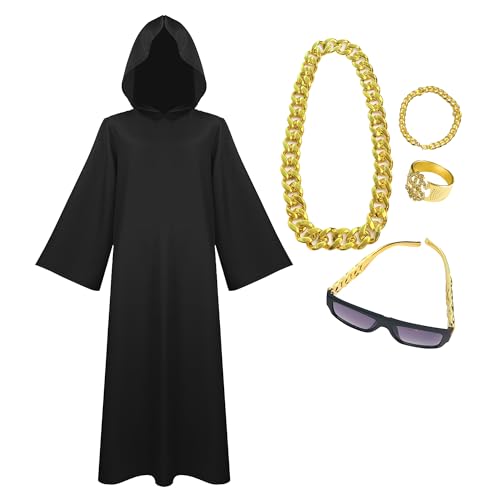 GROBTE Wizard Hooded Cloak Adult Cosplay Outfits Mit Zubehör Outfit Wizard Robes Halloween Kostüm Für Männer GROBTE Wizard Hooded Cloak Adult Cosplay Outfits Mit Zubehör Outfit Wizard Robes Halloween Kostüm Für Männer von GROBTE