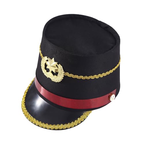 GRONGU Wachhut Halloween Party Drum Majors Hut für Erwachsene Vintage Drum Majors Hut mit großer Feder zum Fotografieren Mittelalter Hut für Männer Mittelalter Hüte für Frauen Mittelalter Hut mit von GRONGU