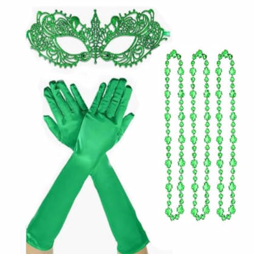 GRONGU Zarte Maske Mit Langen Handschuhen Und Perlenkette Niedliches Damen Patricks Day Cosplay Party Karnevalskostüm Patricks Day Kostüme Für Frauen Patricks Day Kostüm Für Männer von GRONGU