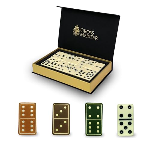 GROSS MEISTER® Premium Domino Spiel - 28 Hochwertig Klassisch Dominosteinen aus Karbolit - Luxusgeschenk Domino Brettspiele Spielzeug für Erwachsene von GROSS MEISTER