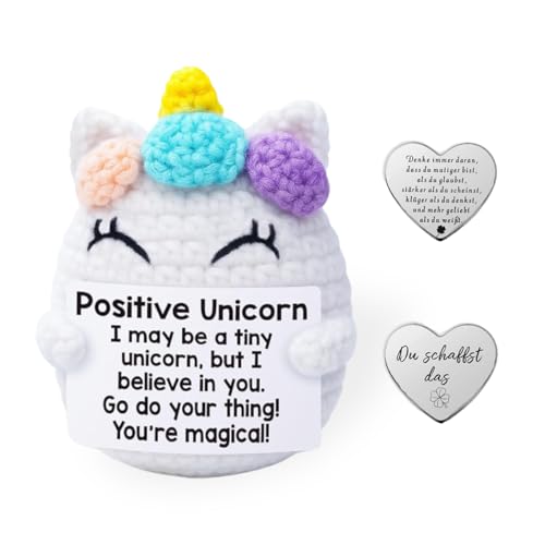 GROVBLE Einhorn Geschenke für Frauen,Mutmacher Geschenk,Mädchen Pocket Hug,Glücksbringer,Trost Geschenke,Positive Einhorn Deutsch Einhornpuppe Aufmunterung,Emotional Support,für Freunde Famili von GROVBLE