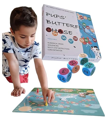 GROWING BRIGHT GAMES – Pups Butterfly Chase – Lehrreich Brettspiel für Kinder 5-12 Jahren – Geburtstagsgeschenk – Einfaches Lernspiel - auf Deutsch von GROWING BRIGHT GAMES