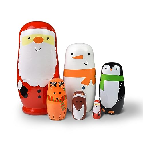 GRPSKCOS Russische Nistpuppen Weihnachtsmann- Matrjoschka Weihnachtspuppen 6 Stück Russischer Schneemann Handgefertigtes Holzspielzeug Geburtstagswunsch Geschenk für Kinder Kleinkind Kinder GRPSKCOS Russische Nistpuppen Weihnachtsmann- Matrjoschka Weihnachtspuppen 6 Stück Russischer Schneemann Handgefertigtes Holzspielzeug Geburtstagswunsch Geschenk für Kinder Kleinkind Kinder von GRPSKCOS
