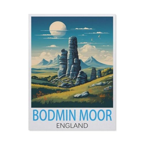 1000 Stück，Bodmin Moor, England Vintage-Reiseposter，Puzzle Für Erwachsene Lernspielzeug Für Kinder Kreative Spiele Unterhaltung Holz Puzzles Home Decor（75x50cm）-L41 von GSBRSNTS