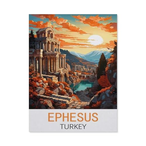 1000 Stück，Ephesus Türkei Vintage-Reiseplakate，Puzzle Für Erwachsene Lernspielzeug Für Kinder Kreative Spiele Unterhaltung Holz Puzzles Home Decor（75x50cm）-N63 von GSBRSNTS