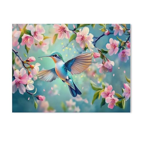 1000 Stück，Kolibri im Frühling，Puzzle Für Erwachsene Lernspielzeug Für Kinder Kreative Spiele Unterhaltung Holz Puzzles Home Decor（75x50cm）-Y61 von GSBRSNTS