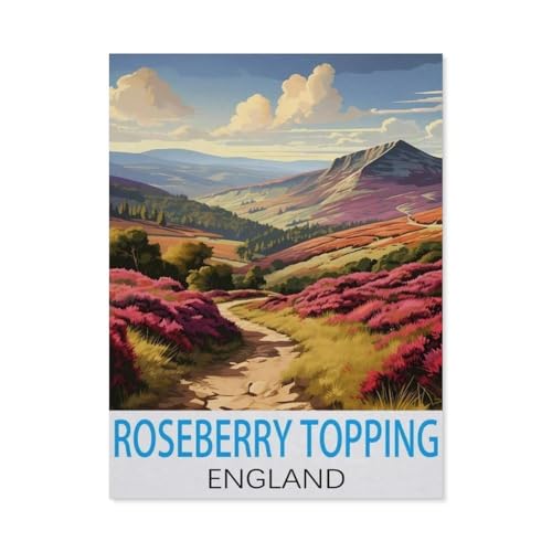 1000 Stück，Roseberry Topping, England Vintage-Reiseposter，Puzzle Für Erwachsene Lernspielzeug Für Kinder Kreative Spiele Unterhaltung Holz Puzzles Home Decor（75x50cm）-J22 von GSBRSNTS
