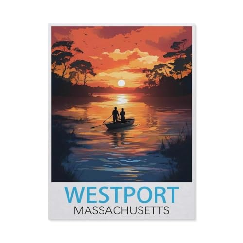 1000 Stück，Westport, Massachusetts Vintage-Reiseposter，Puzzle Für Erwachsene Lernspielzeug Für Kinder Kreative Spiele Unterhaltung Holz Puzzles Home Decor（75x50cm）-M87 von GSBRSNTS