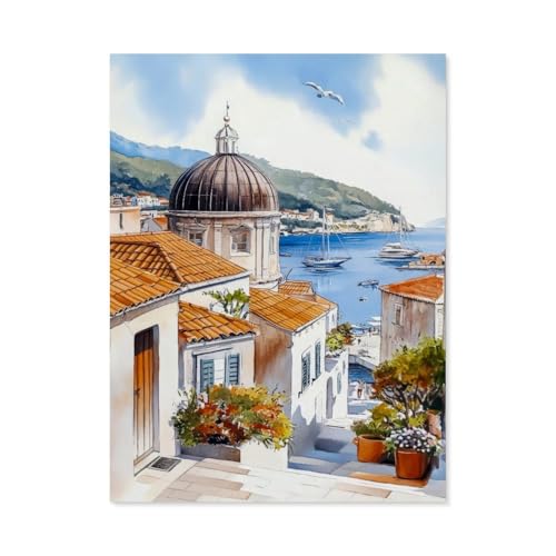 1000 Stück Puzzle，Altstadt und die Adriaküste，Erwachsene Kinder Holzs pielzeug Lernspiel（75x50cm）-Y30 von GSBRSNTS