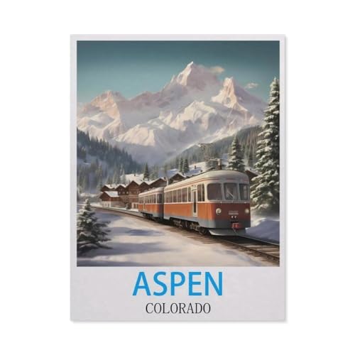1000 Stück Puzzle，Aspen, Colorado Vintage-Reiseposter，Erwachsene Kinder Papier Spielzeug Lernspiel（38x26cm）-I93 von GSBRSNTS