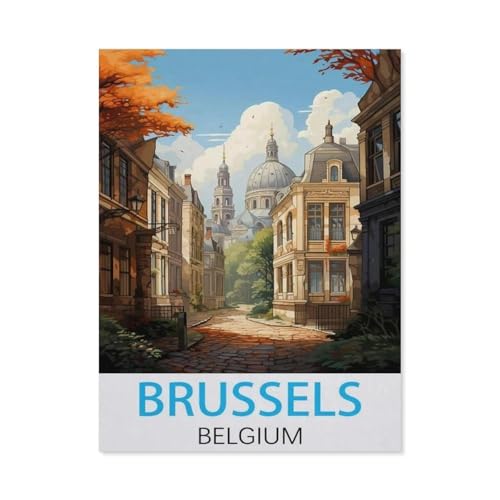 1000 Stück Puzzle，Brüssel, Belgien Vintage-Reiseposter，Erwachsene Kinder Papiers pielzeug Lernspiel（38x26cm）-J64 von GSBRSNTS