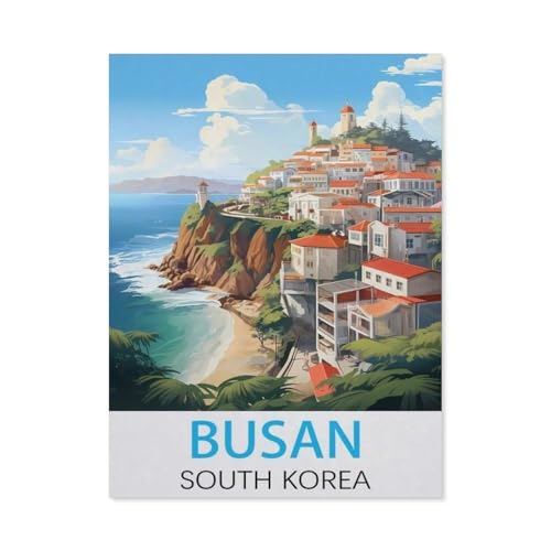 1000 Stück Puzzle，Busan, Südkorea Vintage-Reiseposter，Erwachsene Kinder Papier Spielzeug Lernspiel（38x26cm）-J66 von GSBRSNTS