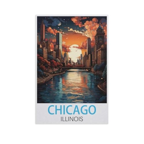 1000 Stück Puzzle，Chicago, Illinois，Erwachsene Kinder Papiers pielzeug Lernspiel（38x26cm）-AJ31 von GSBRSNTS