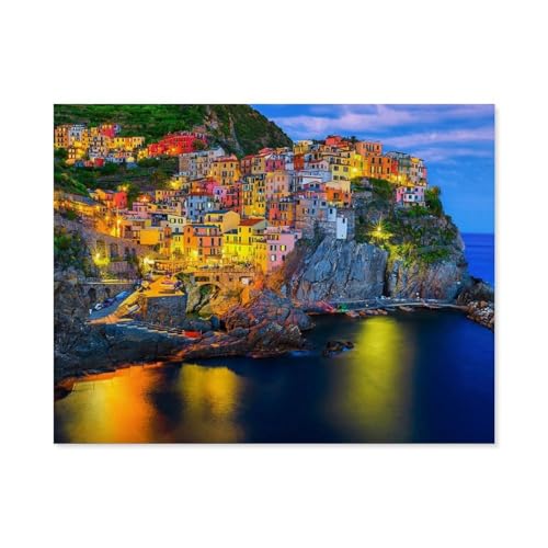 1000 Stück Puzzle，Cinque Terre at Evening，Erwachsene Kinder Holzs pielzeug Lernspiel（75x50cm）-E50 von GSBRSNTS