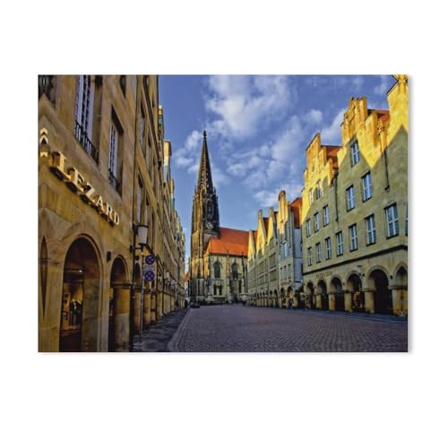 1000 Stück Puzzle，Die St. Lamberti-Kirche am Prinzipalmarkt wurde，Erwachsene Kinder Papier Spielzeug Lernspiel（38x26cm）-AB27 von GSBRSNTS