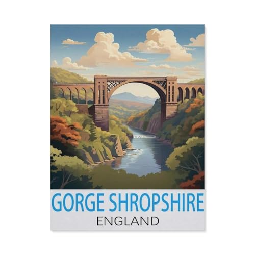 1000 Stück Puzzle，Gorge, Shropshire, England Vintage-Reiseposter，Erwachsene Kinder Papiers pielzeug Lernspiel（38x26cm）-I91 von GSBRSNTS