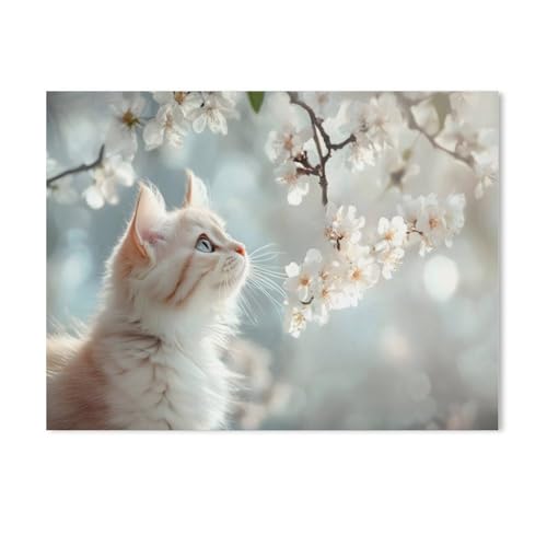 1000 Stück Puzzle，Hübsche Katze im Frühling，Erwachsene Kinder Papiers pielzeug Lernspiel（38x26cm）-AG36 von GSBRSNTS