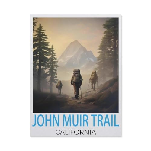 1000 Stück Puzzle，John Muir Trail, Kalifornien Vintage-Reiseposter，Erwachsene Kinder Papier Spielzeug Lernspiel（38x26cm）-L12 von GSBRSNTS