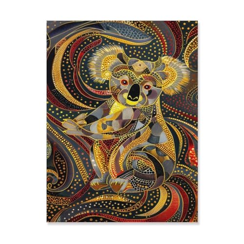 1000 Stück Puzzle，Koala im Stile der Aborigine-Kunst，Erwachsene Kinder Holz Spielzeug Lernspiel（75x50cm）-AH14 von GSBRSNTS