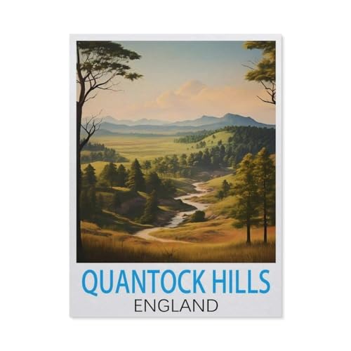 1000 Stück Puzzle，Quantock Hills, England Vintage-Reiseposter，Erwachsene Kinder Papier Spielzeug Lernspiel（38x26cm）-I20 von GSBRSNTS