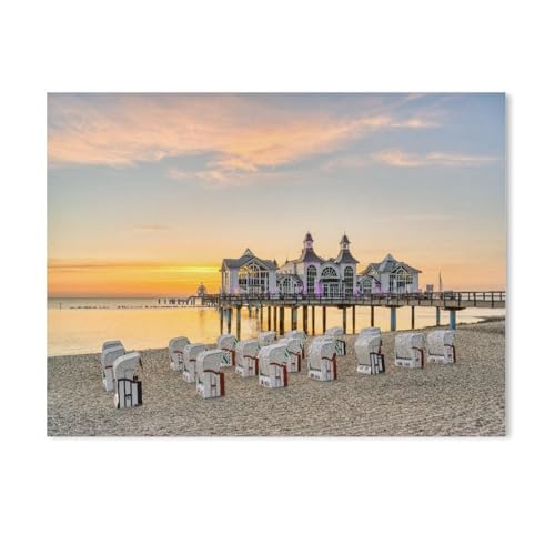 1000 Stück Puzzle，Seebrücke in Sellin auf Rügen bei Sonnenaufgang，Erwachsene Kinder Papier Spielzeug Lernspiel（38x26cm）-AA54 von GSBRSNTS