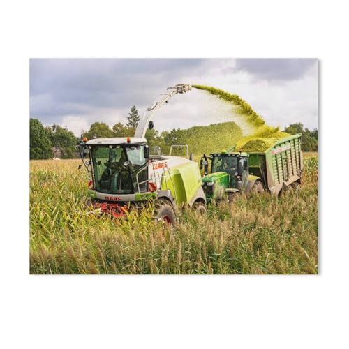 1000 Stück Puzzle，Selbstfahrender Maishäcksler und Traktor mit Ladewagen bei der Maisernte，Erwachsene Kinder Papiers pielzeug Lernspiel（38x26cm）-Z3 von GSBRSNTS