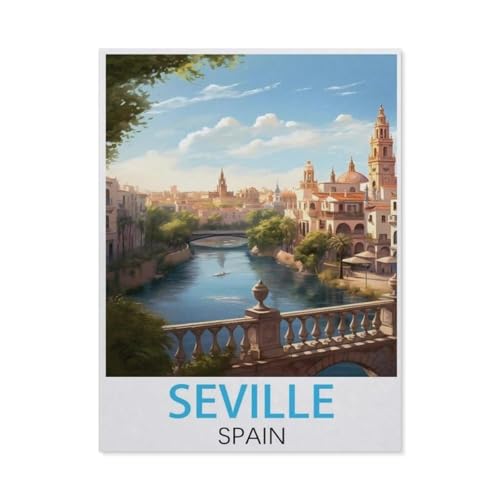 1000 Stück Puzzle，Sevilla, Spanien Vintage-Reiseposter，Erwachsene Kinder Papier Spielzeug Lernspiel（38x26cm）-L85 von GSBRSNTS