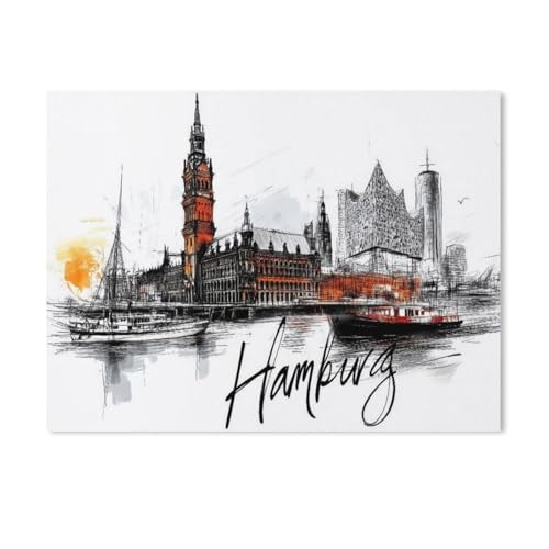 1000-Stück Puzzle Für Erwachsene Und Kinder-Holz Puzzle，Hamburg，Familie Interaktive Spiele Große Ferien Freizeit（75x50cm）-AA70 von GSBRSNTS
