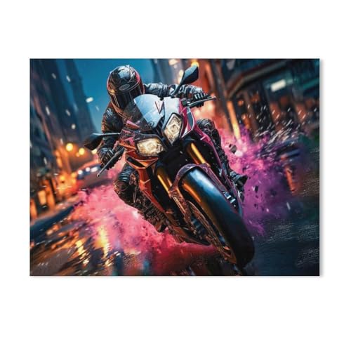 1000-Stück Puzzle Für Erwachsene Und Kinder-Holz Puzzle，Motorräder，Familie Interaktive Spiele Große Ferien Freizeit（75x50cm）-AF8 von GSBRSNTS