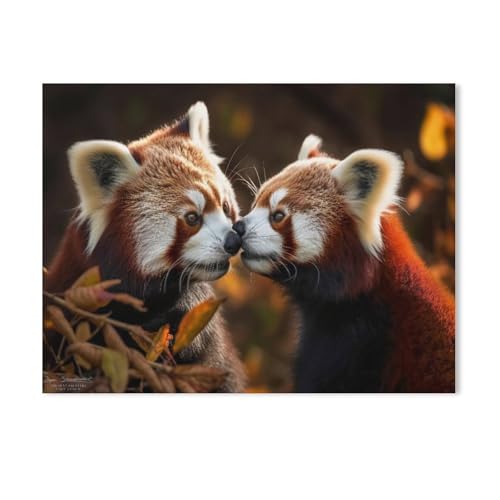 1000-Stück Puzzle Für Erwachsene Und Kinder-Holz Puzzle，Roter Panda - schmusen，Familie Interaktive Spiele Große Ferien Freizeit（75x50cm）-AF81 von GSBRSNTS