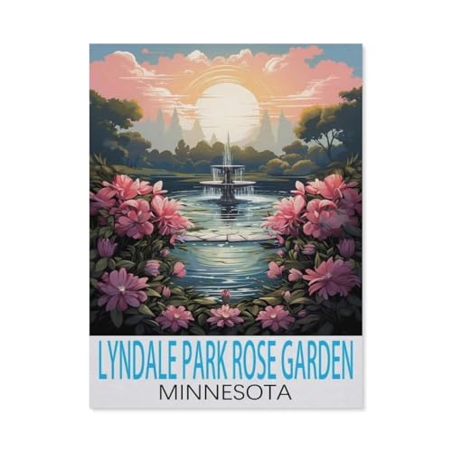 1000-Stück Puzzle Für Erwachsene Und Kinder-Papier Puzzle，Lyndale Park Rosengarten, Minnesota Vintage-Reiseposter，Familie Interaktive Spiele Große Ferien Freizeit（50x70cm）-M1 von GSBRSNTS