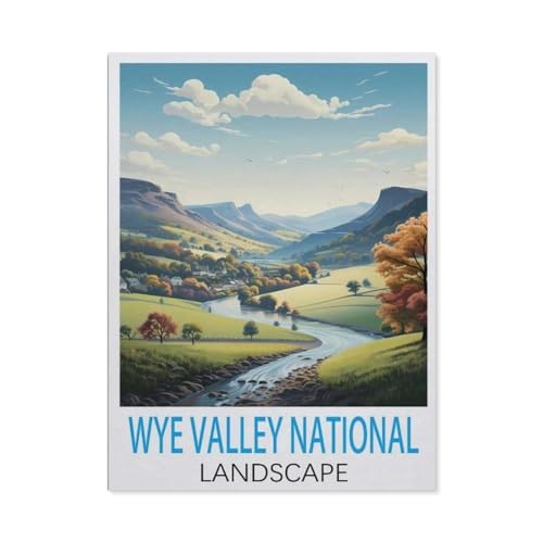 1000-Stück Puzzle Für Erwachsene Und Kinder-Papier Puzzle，Wye Valley National Landscape Vintage-Reiseposter，Familie Interaktive Spiele Große Ferien Freizeit（50x70cm）-J9 von GSBRSNTS