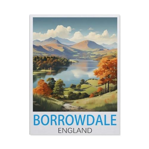 1000 Teile Puzzle Für Erwachsene Und Kinder，Borrowdale, England Vintage-Reiseposter，Stressabbau Herausforderung Bodenpuzzle DIY Home Wanddekoration（38x26cm）-J19 von GSBRSNTS