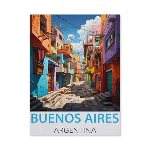 1000 Teile Puzzle Für Erwachsene Und Kinder，Buenos Aires, Argentinien Vintage-Reiseposter，Stressabbau Herausforderung Bodenpuzzle DIY Home Wanddekoration（75x50cm）-M84 von GSBRSNTS