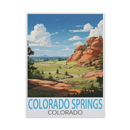 1000 Teile Puzzle Für Erwachsene Und Kinder，Colorado Springs, Colorado Vintage-Reiseposter，Stressabbau Herausforderung Bodenpuzzle DIY Home Wanddekoration（38x26cm）-J92 von GSBRSNTS