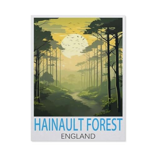 1000 Teile Puzzle Für Erwachsene Und Kinder，Hainault Forest, England Vintage-Reiseposter，Stressabbau Herausforderung Bodenpuzzle DIY Home Wanddekoration（38x26cm）-L38 von GSBRSNTS