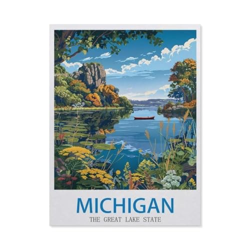 1000 Teile Puzzle Für Erwachsene Und Kinder，Michigan, der Great Lake State，Stressabbau Herausforderung Bodenpuzzle DIY Home Wanddekoration（50x70cm）-O33 von GSBRSNTS