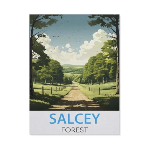 1000 Teile Puzzle Für Erwachsene Und Kinder，Salcey Forest Vintage-Reiseposter，Stressabbau Herausforderung Bodenpuzzle DIY Home Wanddekoration（75x50cm）-K65 von GSBRSNTS
