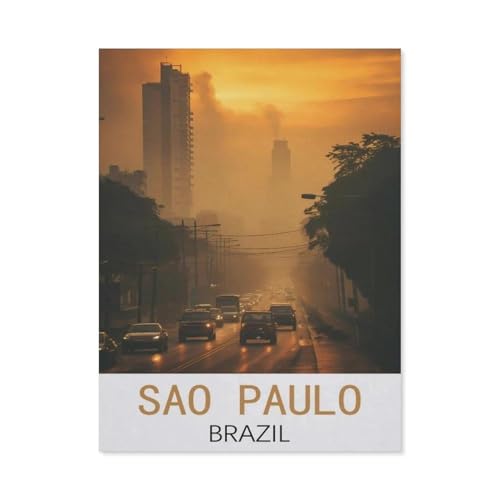 1000 Teile Puzzle Für Erwachsene Und Kinder，São Paulo Brasilien Vintage-Reiseplakat，Stressabbau Herausforderung Bodenpuzzle DIY Home Wanddekoration（75x50cm）-N60 von GSBRSNTS