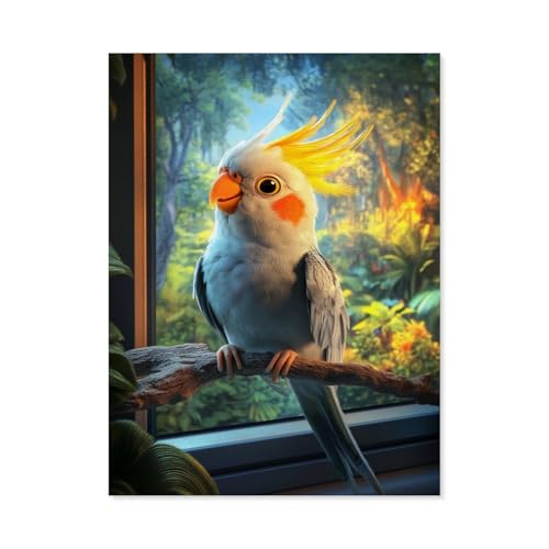 1000 Teile Puzzle Für Erwachsene Und Kinder，Tanz aufm AST - Nymphensittich vor Fernseher，Stressabbau Herausforderung Bodenpuzzle DIY Home Wanddekoration（38x26cm）-AC99 von GSBRSNTS